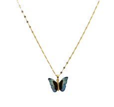 Emerald Flutter 18k Gold Plated Stainless steel Necklace