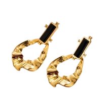 Gold and Black 18K Gold Plated Stainless Steel Earrings