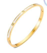 Marble white 18K Gold-Plated Stainless Steel Bangle