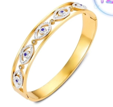Geometric Elegance 18K Gold-Plated Stainless Steel Bangle