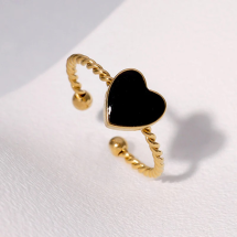 Cute Black Heart Ring