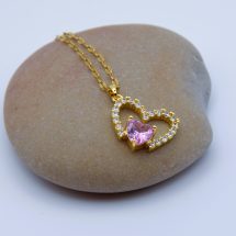Rosy Heart  Diamonte Necklace