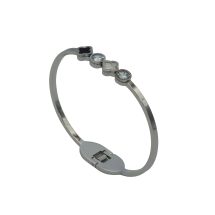 Aurora Clover Gem Bangles Silver Plated Stainless Steel