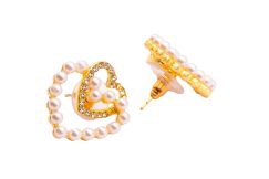 Double Heart Pearl Earrings